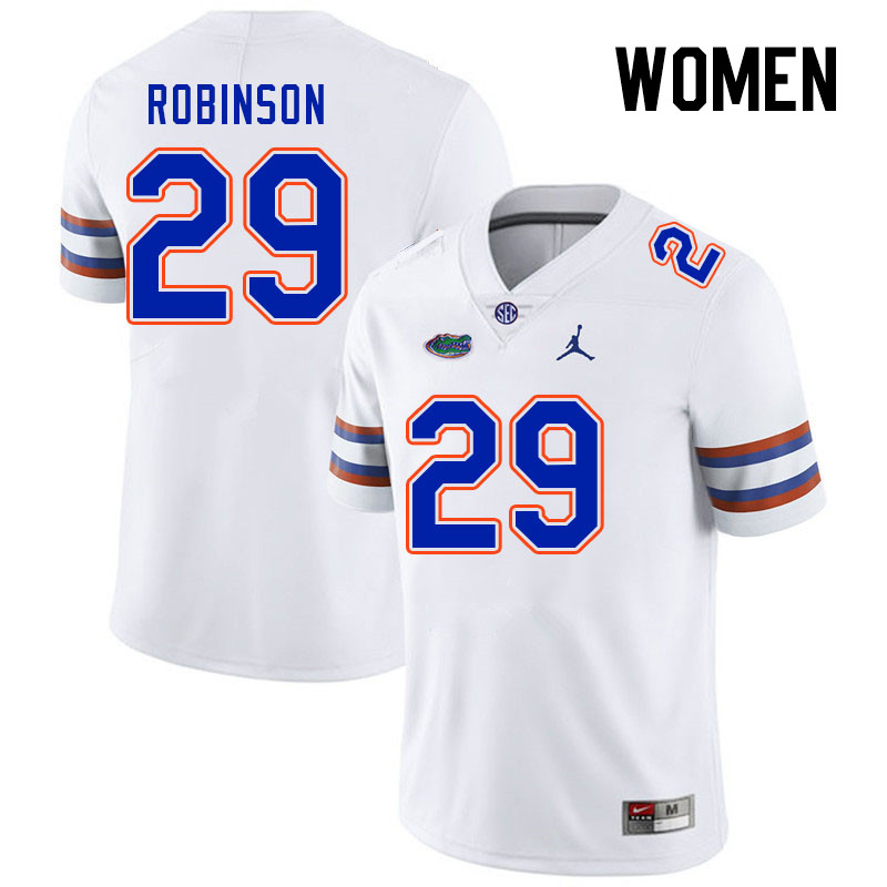 Women #29 Jaden Robinson Florida Gators College Football Jerseys Stitched-White - Click Image to Close